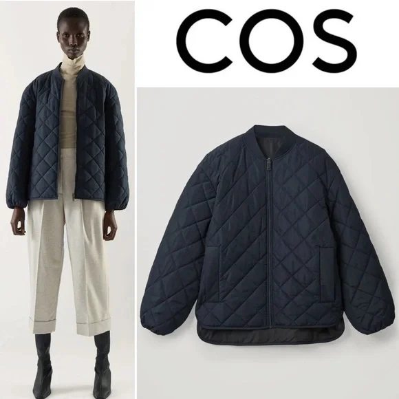 COS Jackets Coats Cos Recycled Polyester Quilted Jacket Navy Blue Size Minimalist Gorpcore Boxy Poshmark